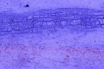 Purple peeling paint on metal surface texture background.