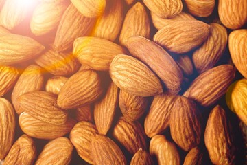 Set of tasty healthy almonds nuts