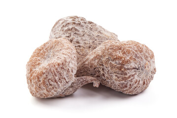 Dried figs berries, close-up, isolated on white background.