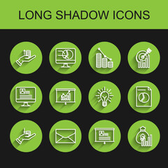 Set line Money on hand, Envelope, Board with resume, bag diagram graph, chart, Document and Light bulb rays shine concept of idea icon. Vector