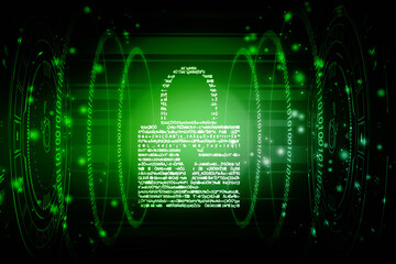 2d illustration Safety concept: Closed Padlock on digital background

