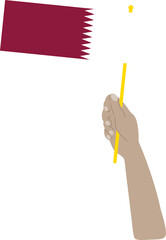 Qatar Flag hand drawn.Qatari riyal hand drawn