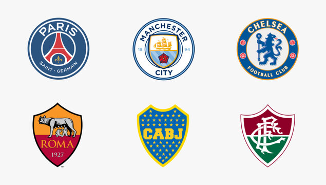 Best Logos in Sports, Chelsea FC, Fluminense Football Club, . Roma, Boca  Juniors, Manchester City FC, PSG, Editorial vector illustration. Stock  Vector | Adobe Stock