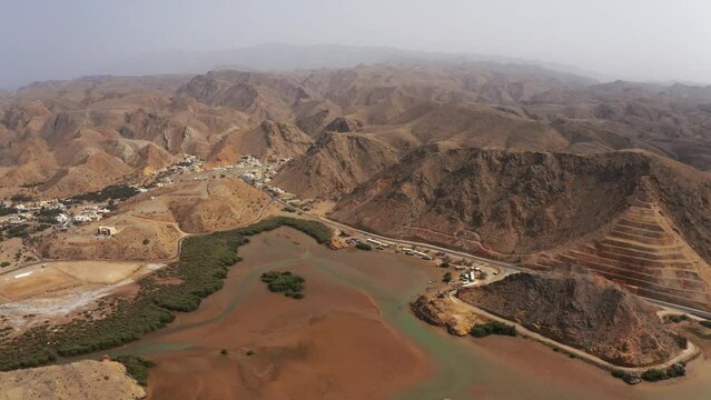 Aerial, Above Bandar Al Khairan, East Coast, Oman