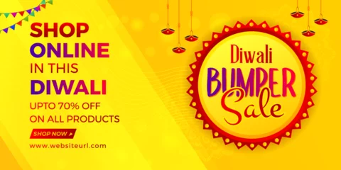 Deurstickers diwali discount sale banner happy diwali online shopping banner diwali bumper sale © graphicdepend