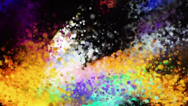 Abstract Multicolor Oil Painting Drops Falling Animation 4K - 