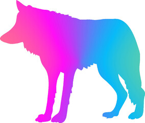 Illustration art standing wolf multicolor gradient - obrazy, fototapety, plakaty