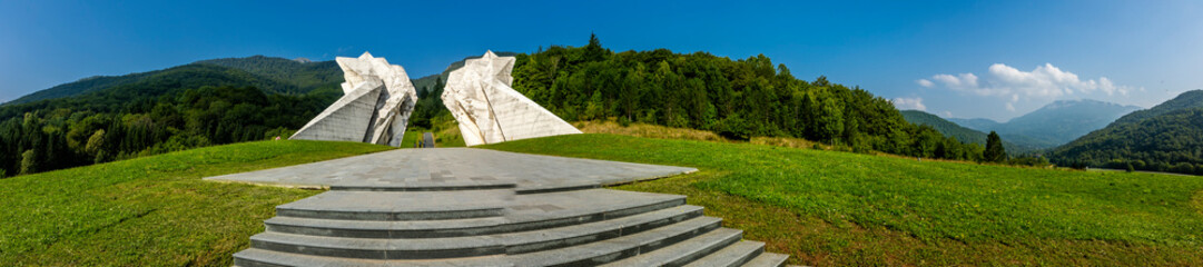 Detail of memorial World War Two monument Tjentiste in Bosnia and Herzegovina