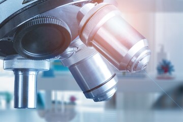 Laboratory microscope for science research and development concept.