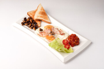 Breakfast, English breakfast, food on a white background, isolated