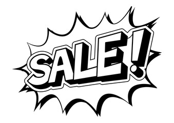 Sale word comic book coloring PNG illustration with transparent background