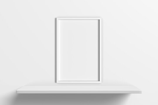 White frame mockup with floating desk