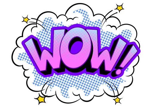 Wow word comic book pop art PNG illustration with transparent background