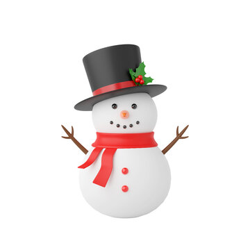 Christmas snowman isolated 3d render