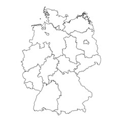 Germany map with regions. Vector illustration.