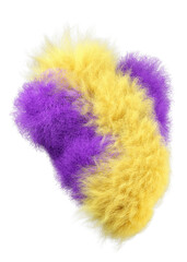 3d rendering fluffy purple and yellow abstract png shape isolated on transparent background. Creative hairy element for collages, art decoration for presentation, social media. Trendy realistic shape