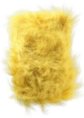 3d rendering fluffy yellow abstract png shape isolated on transparent background. Creative hairy element for collages, art decoration for presentation, social media. Trendy realistic shape.