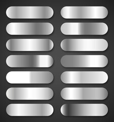 Silver metal gradients vector collection.