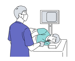 人物イラスト 経口胃内視鏡検査 男 