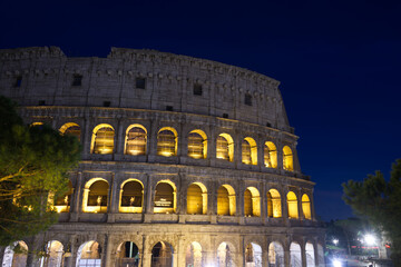 Fototapeta na wymiar The Colosseum in Rome Italy during sunset in the summer.