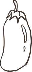 Hand drawn style outline vegetable eggplant