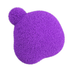 3d rendering fluffy purple abstract png shape isolated on transparent background. Creative hairy element for collages, art decoration for presentation, social media. Trendy realistic shape.