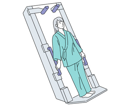 patient in teal hospital gown on medical device clip art preview