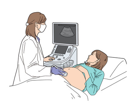 pregnant woman ultrasound scan medical examination clip art preview