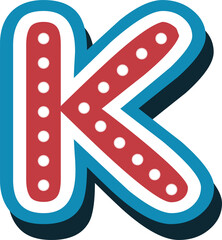 Round corner dot line style typographic letters uppercase alphabet