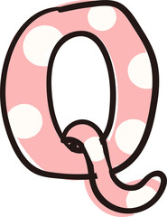 Hand drawn style girlish white dot typographic letter uppercase alphabet