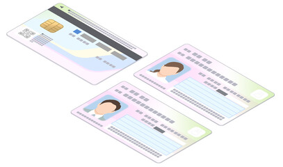 イラスト マイナンバーカード 男女 アイソメ