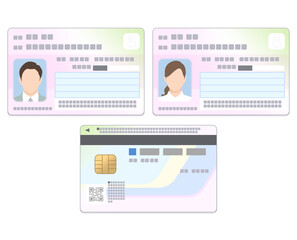 マイナンバーカード 男女 両面 イラスト
