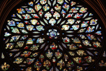Stained glass rose window in Sainte-Chapelle royal chapel, Paris, France