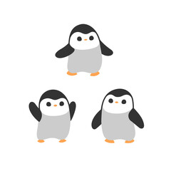 Cartoon penguin sketch line icon. Cute animals icons set. Childish vector print for nursery, kids apparel, poster, postcard, pattern.