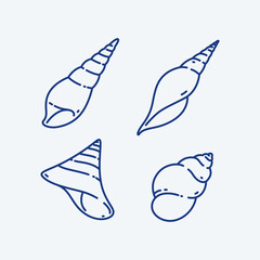 Seashell illustration. Contour vector illustration for packaging, corporate identity, labels, postcards and pattern.