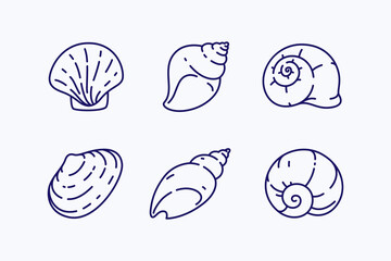 Seashell illustration. Stylized vector element for prints, clothing, pattern, packaging and postcards.