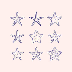 Starfish illustration. Stylized vector element for prints, clothing, pattern, packaging and postcards.