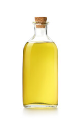 Bottle of virgin olive oil isolated on white background. Clipping path.