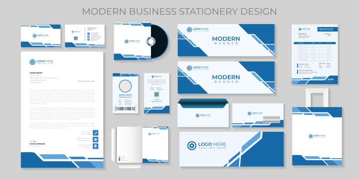 Premium Modern corporate Business stationery set template Vector file.