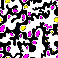 Unusual abstract vector seamless  artwotk with wave shapes and dots
