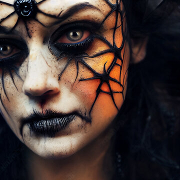 Woman wearing halloween make up