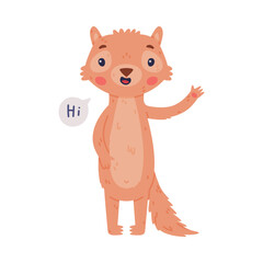 Cute Little Xerus Character with Pretty Snout Greeting Waving Paw Vector Illustration