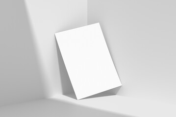 Blank a4 poster mockup at the corner of the studio