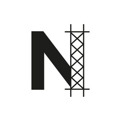 Initial Building Construction Logo On Letter N Alphabet Concept With Architecture Structure Symbol