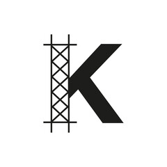 Initial Building Construction Logo On Letter K Alphabet Concept With Architecture Structure Symbol
