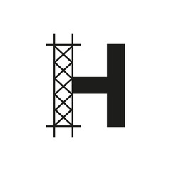 Initial Building Construction Logo On Letter H Alphabet Concept With Architecture Structure Symbol