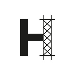 Initial Building Construction Logo On Letter H Alphabet Concept With Architecture Structure Symbol