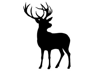 the figure of a deer is black on a white background