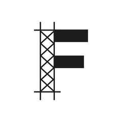 Initial Building Construction Logo On Letter F Alphabet Concept With Architecture Structure Symbol