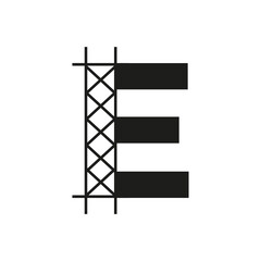 Initial Building Construction Logo On Letter E Alphabet Concept With Architecture Structure Symbol
